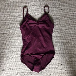 Maroon thin strap leotard